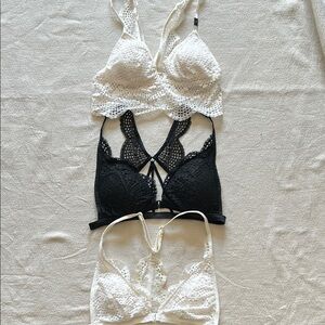Victoria’s Secret Lace Bralette Set - Black and Ivory, Small